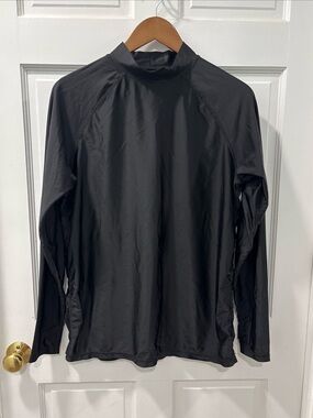 UV Skinz Men’s Sun and Swim Mock Neck Long Sleeve Size M Black UPF 50+ EUC